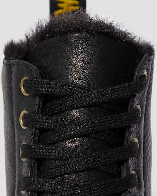 Botas Con Cordones Dr. Martens 1460 Pascal Fur Lined Hombre Negros MX-06874